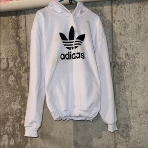 adidas White Hoodie with Black Trefoil Logo
